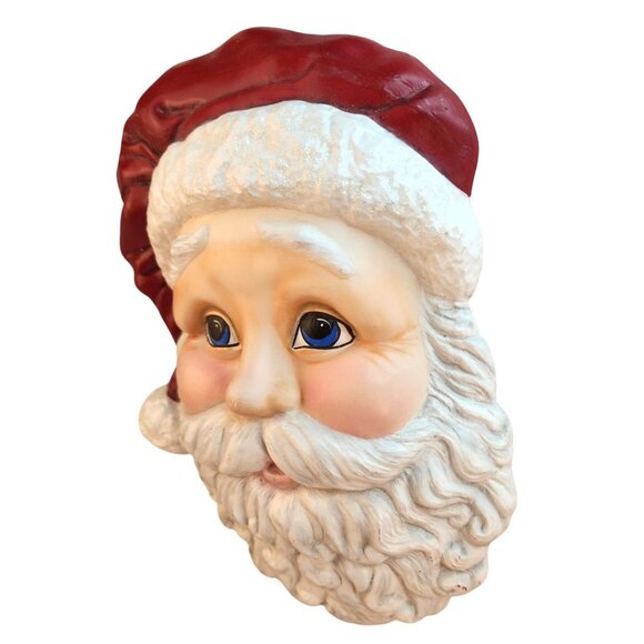 Santa Claus Face Wall Hanging Christmas Decoration Red/White Vintage Look 13x10 - Picture 2 of 12
